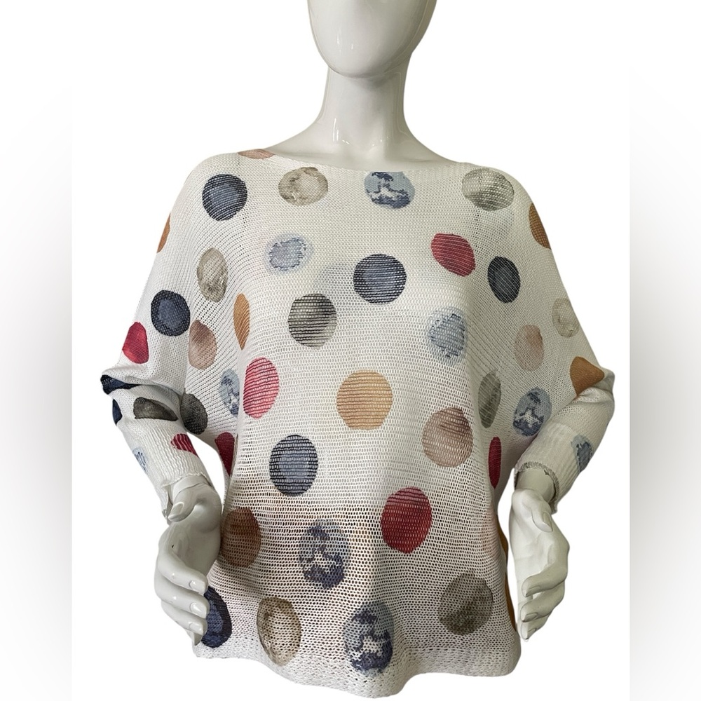 Polka Dot Batwing Knit Top Made in Italy Large L